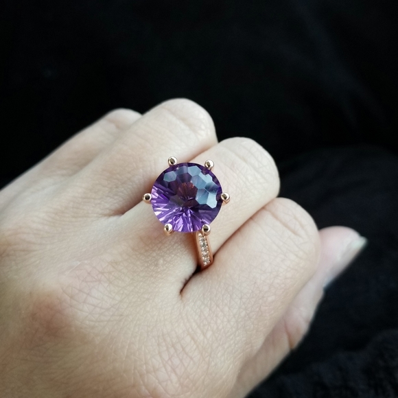 🔥LAST 1🔥NEW STUNNING ROSE GOLD PLATED AMETHYST RING - Picture 5 of 16